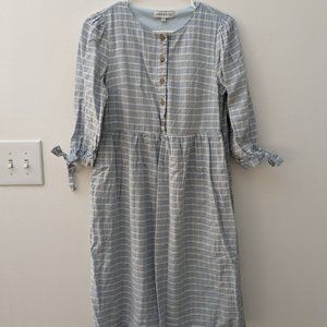 Piper and Scoot Blue Windowpane Midi Dress